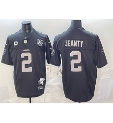 Men Las Vegas Raiders 2 Ashton Jeanty Black 2025 Draft F U S E  With 4 Star C Patch Nevada Silver Stat Patch And 65th Anniversary Patch Stitched Football J