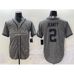 Men Las Vegas Raiders 2 Ashton Jeanty Grey Cool Base Stitched Baseball Jersey 1