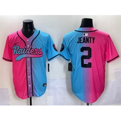 Men Las Vegas Raiders 2 Ashton Jeanty Pink Blue Limited Stitched Baseball Jersey