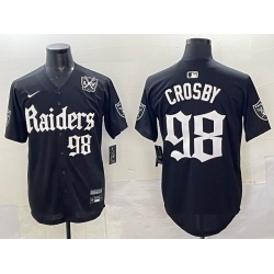 Men Las Vegas Raiders 98 Maxx Crosby Black Gothic Sin City Shadows Edition With 65th Anniversary Patch Vapor Limited Stitched Baseball Jersey