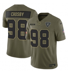 Men Las Vegas Raiders 98 Maxx Crosby Olive 2025 F U S E  Salute to Service Limited Stitched Football Jersey
