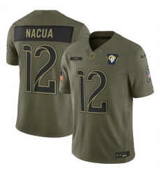 Men Los Angeles Rams 12 Puka Nacua Olive 2025 Salute to Service Limited Stitched Football Jersey