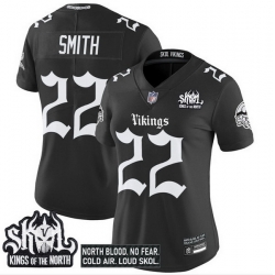 Women Minnesota Vikings 22 Harrison Smith Black 2025 Kings of the North Patch Gothic Norseblood Edition Vapor Untouchable Limited Stitched Football Jersey