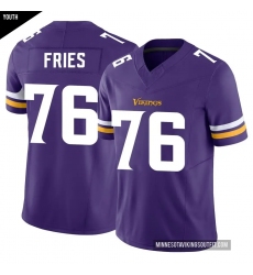 Youth Minnesota Vikings 76 Will Fries Purple Limited Classic Vapor F U S E  Jersey