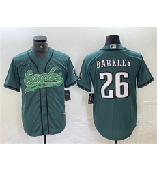 Men Philadelphia Eagles 26 Saquon Barkley Green Cool Base Baseball Stitched Jersey