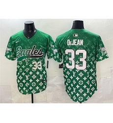 Men Philadelphia Eagles 33 Cooper DeJean Green With Patch Limited Stitched Baseball Jersey