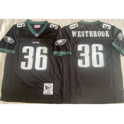 Men Philadelphia Eagles 36 Brian Westbrook Black Throwback Stitched Football Jersey