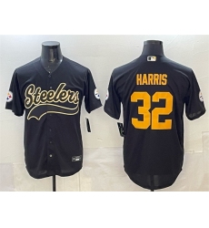 Men Pittsburgh Steelers 32 Franco Harris Black Cool Base Stitched Baseball Jersey