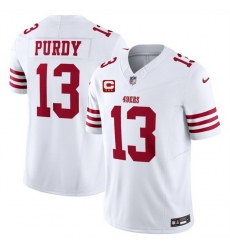 Men San Francisco 49ers 13 Brock Purdy White 2025 F U S E  With 3 Star C Patch Vapor Untouchable Limited Stitched Football Jersey