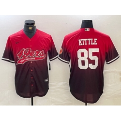 Men San Francisco 49ers  85 George Kittle Red Black With Patch Cool Base Stitched Baseball jerseys