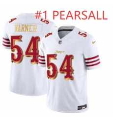 Men San Francisco 49ers Ricky Pearsall #1 White Gold 2025 F U S E Rivalries Vapor Limited Stitched Football Jersey