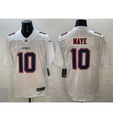 Men New England Patriots 10 Drake Maye White Fashion Vapor Untouchable Limited Stitched Football Jersey