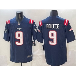 Men New England Patriots 9 Kayshon Boutte Navy Vapor Limited Stitched Football Jersey