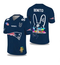 Men New England Patriots Navy 2025 2026 Bowl LX Print Jersey
