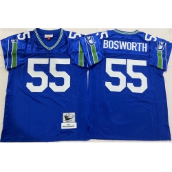Men Seattle Seahawks 55 Brian Bosworth Royal Throwback Stitched Football Jersey