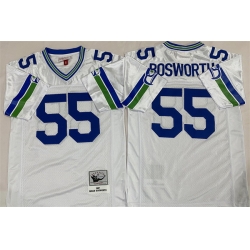 Men Seattle Seahawks 55 Brian Bosworth White Throwback Stitched Football Jersey