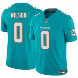 Men Miami Dolphins 0 Zach Wilson Aqua 2025 F U S E  Vapor Limited Stitched Football Jersey