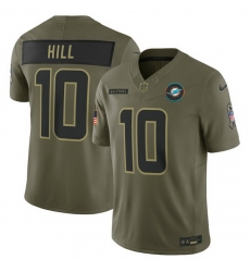 Men Miami Dolphins 10 Tyreek Hill Olive 2025 F U S E  Salute to Service Limited Stitched Football Jersey