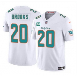 Men Miami Dolphins 20 Jordyn Brooks White 2025 F U S E  With 1 Star C Patch Vapor Limited Stitched Football Jersey
