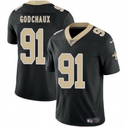 Men New Orleans Saints 91 Davon Godchaux Black 2025 Vapor Limited Stitched Football Jersey