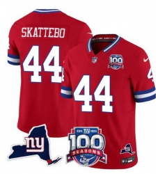Men New York Giants 44 Cam Skattebo Red 2025 Draft F U S E  100th Season  26 State Patch Vapor Limited Stitched Football Jersey