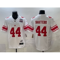 Men New York Giants 44 Cam Skattebo White 2025 Draft F U S E  100th Season 26 State Patch Vapor Limited Stitched Football Jersey