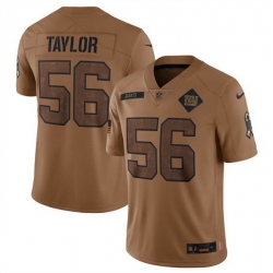 Men New York Giants 56 Lawrence Taylor 2023 Brown Salute To Service Vapor Untouchable Limited Stitched Jersey