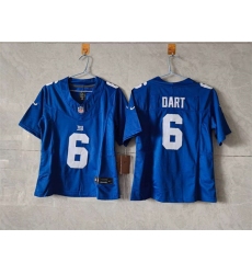 Women New York Giants 6 Jaxson Dart Blue F U S E  Vapor Stitched Jersey