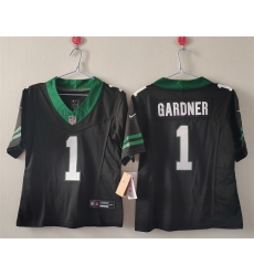 Women New York Jets 1 Ahmad Gardner Black F U S E  Vapor Stitched Jersey 