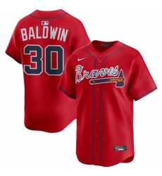Men Atlanta Braves Nike Alternate Limited Jersey Red Baldwin Drake 30