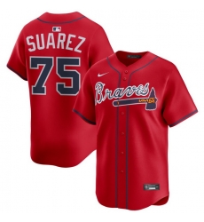 Men Atlanta Braves Nike Alternate Limited Jersey Red Suarez Robert 75