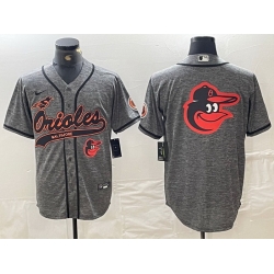 Men Baltimore Orioles Gray Team Big Logo Cool Base Stitched Jersey 5