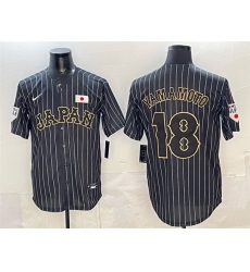 Men Japan Baseball 18 Yoshinobu Yamamoto Black World Baseball Classic Stitched Jersey Men Japan Baseball 18 Yoshinobu Yamamoto Black World Baseball Classic Stitched Jersey