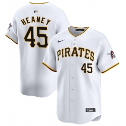 Men Pittsburgh Pirates 45 Andrew Heaney White 2025 Home Limited Stitched Baseball Jersey