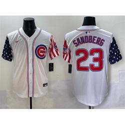 Men Chicago Cubs 23 Ryne Sandberg White 2025 Independence Day Vapor Premier Limited Stitched Baseball Jersey
