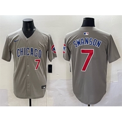 Men Chicago Cubs 7 Dansby Swanson Gray Limited Stitched Baseball Jersey