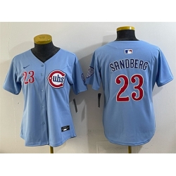 Women Chicago Cubs 23 Ryne Sandberg Blue Limited Stitched Jersey