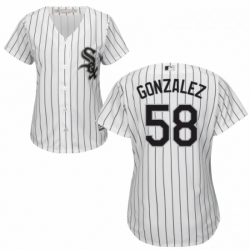 Womens Majestic Chicago White Sox 58 Miguel Gonzalez Replica White Home Cool Base MLB Jersey 