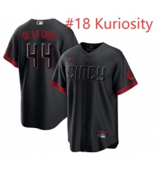 Men Cincinnati Reds Kuriosity #18 2023 City Connect Cool Base Stitched Baseball Jersey