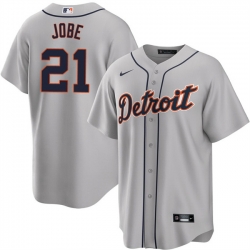 Men Detroit Tigers 21 Jackson Jobe Grey Cool Base Stitched Baseball Jersey