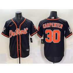 Men Detroit Tigers 30 Kerry Carpenter Black With Patch Cool Base Stitched Baseball Jersey