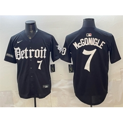 Men Detroit Tigers  7 Kevin McGonigle Black  Motor Gothic Edition  Vapor Premier Limited Stitched Baseball Jersey