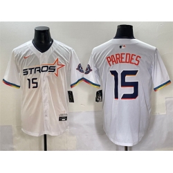 Men Houston Astros 15 Isaac Paredes White 2025 City Connect Limited Stitched Baseball Jersey