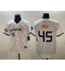 Men Houston Astros 45 Tatsuya Imai White 2025 City Connect With Texas Patch Limited Stitched Baseball Jersey