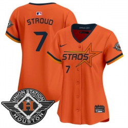 Women Houston Astros 7 C J  Stroud Orange 2025 City Connect Limited Stitched Baseball Jersey