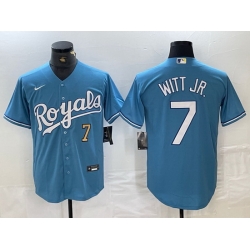 Men Kansas City Royals 7 Bobby Witt Jr  Light Blue 2024 Alternate Limited Stitched Baseball Jersey