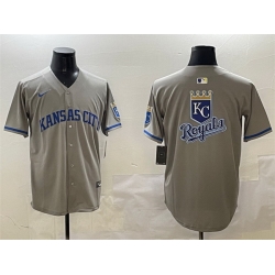 Men Kansas City Royals Team Big Logo Grey 2024 Away Limited Stitched Baseball Jersey