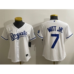 Women Kansas City Royals 7 Bobby Witt Jr  White Cool Base Stitched Jersey 