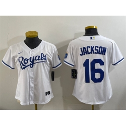 Youth Kansas City Royals 16 Bo Jackson White Cool Base Stitched Baseball Jersey