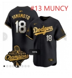 Men Los Angeles Dodgers 13 Max Muncy Black 2025 World Series Champions Patch Cool Base Stitched Baseball Jersey